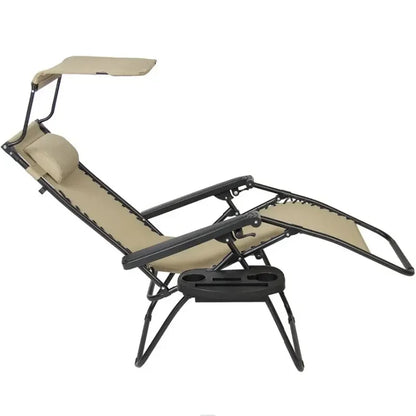 Zero Gravity Lounge Chair with Canopy Shade and Cup Holder