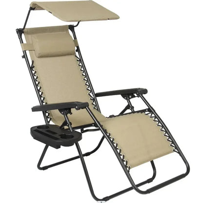 Zero Gravity Lounge Chair with Canopy Shade and Cup Holder