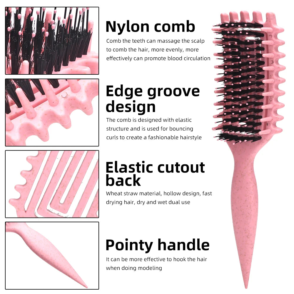 Curly Hair Brush Hollow out Wearing hair Curl Define Styling Brush Beard Comb Styling Brush Multi-purpose Home Styling Tools