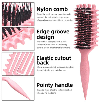 Curly Hair Brush Hollow out Wearing hair Curl Define Styling Brush Beard Comb Styling Brush Multi-purpose Home Styling Tools